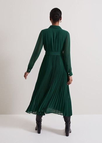 Phase Eight Gabriela Pleated Dress Green Australia | CG0713856